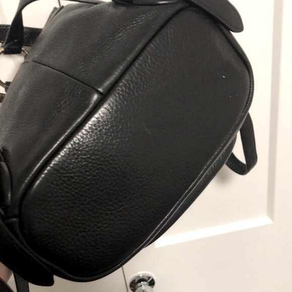 [Coach] Pebbled Black Leather Drawstring Button Flap Adjustable Backpack - Picture 10 of 11
